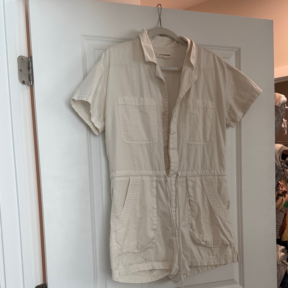 Lucky Brand Ivory Button-Up Romper